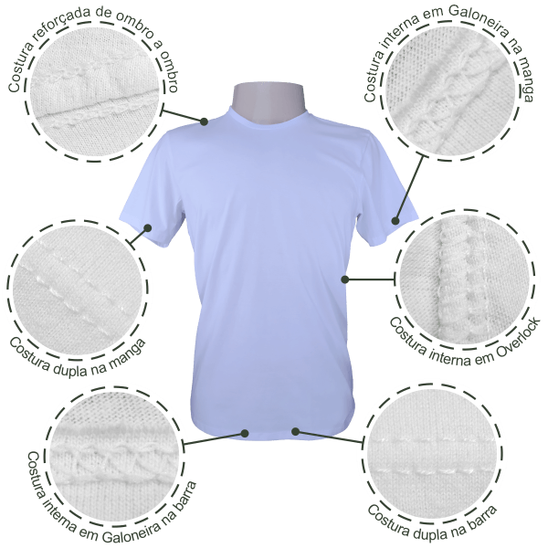 Costura reforçada Camiseta Masculina Edticiclo Extreme Quality